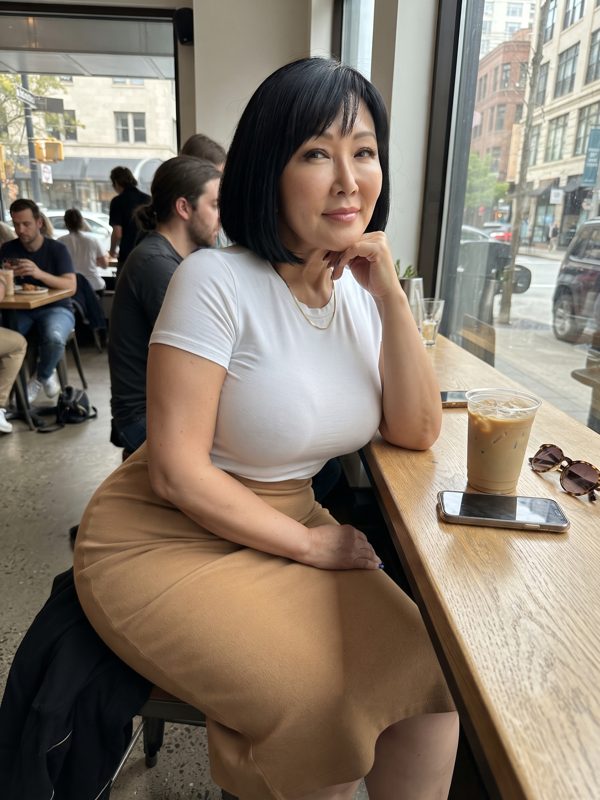 Yumi at a café